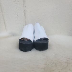 Bongo chunky platform Leather wedge mules sandals white sz 7.5